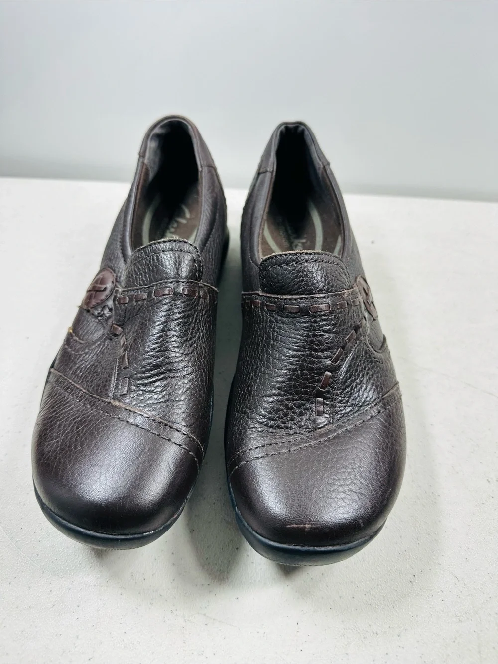 Clarks In Motion Comfort Shoes Women's 7 M Leather Brown Slip On Shoes 35733